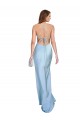 Open Back Light Sky Blue Silk like Satin Cowl Neck Long Sleeveless Formal Evening Gown / Prom Dress / Bridesmaid Dress Southampton
