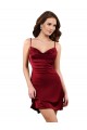 Open Back Burgundy Silk like Satin Cowl Neck Midi Length Sleeveless Formal Evening Gown / Prom Dress / Bridesmaid Dress Southampton