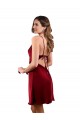 Open Back Burgundy Silk like Satin Cowl Neck Midi Length Sleeveless Formal Evening Gown / Prom Dress / Bridesmaid Dress Southampton