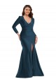 Silk like Satin V-Neck Long Long Sleeves Formal Plus Size Evening Gown / Prom Dress / Bridesmaid Dress Southampton
