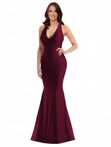 Open Back Silk like Satin V-Neck Long Sleeveless Formal Plus Size Evening Gown / Prom Dress / Bridesmaid Dress Southampton