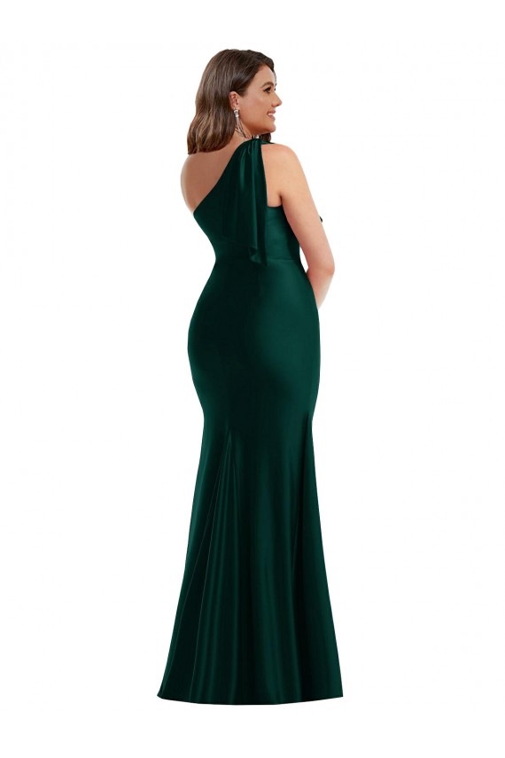 Ever Green Silk like Satin One Shoulder Long Sleeveless Formal Plus Size Evening Gown / Prom Dress / Bridesmaid Dress Southampton