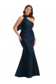 Dark Navy Silk like Satin One Shoulder Long Sleeveless Formal Plus Size Evening Gown / Prom Dress / Bridesmaid Dress Southampton