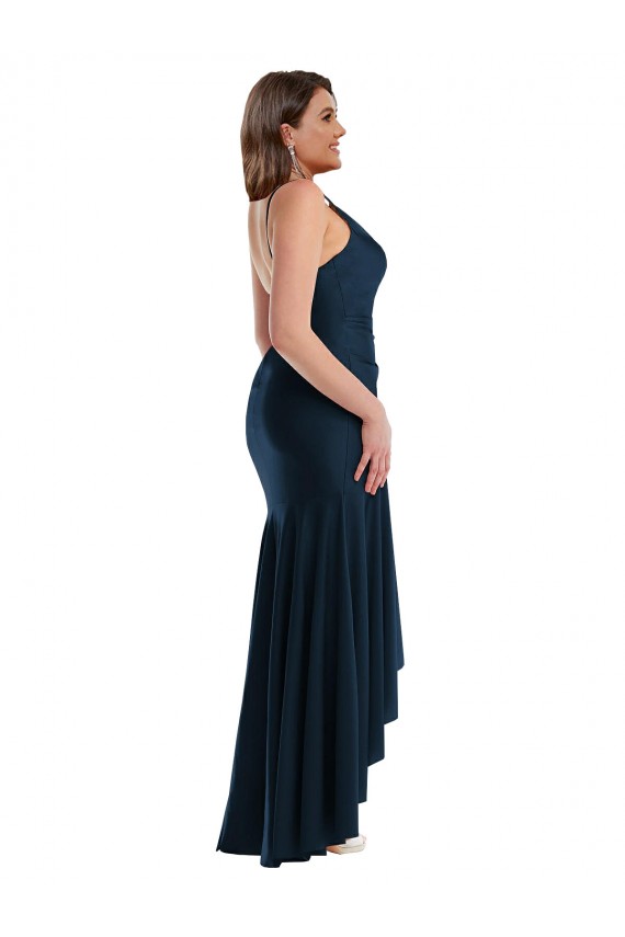 Silk like Satin Spaghetti Straps Long Sleeveless High Low Plus Size Evening Gown / Prom Dress / Bridesmaid Dress Southampton