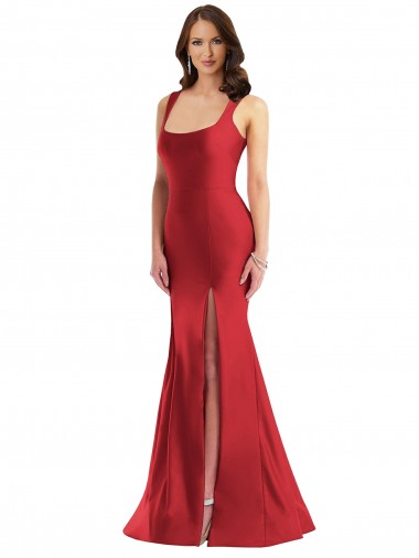Silk like Satin Square Neck Long Sleeveless Formal Plus Size Evening Gown / Prom Dress / Bridesmaid Dress Southampton