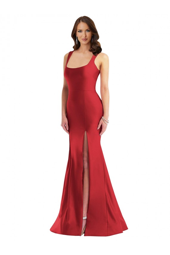 Silk like Satin Square Neck Long Sleeveless Formal Plus Size Evening Gown / Prom Dress / Bridesmaid Dress Southampton