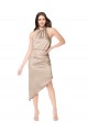 Silk like Satin Halter Neck Midi Length Sleeveless High Low Prom Dress / Bridesmaid Dress Southampton