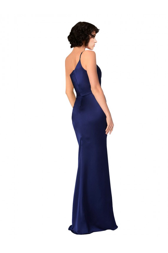 Sapphire Silk like Satin One Shoulder Long Sleeveless Black Tie Evening Gown / Prom Dress / Bridesmaid Dress Southampton