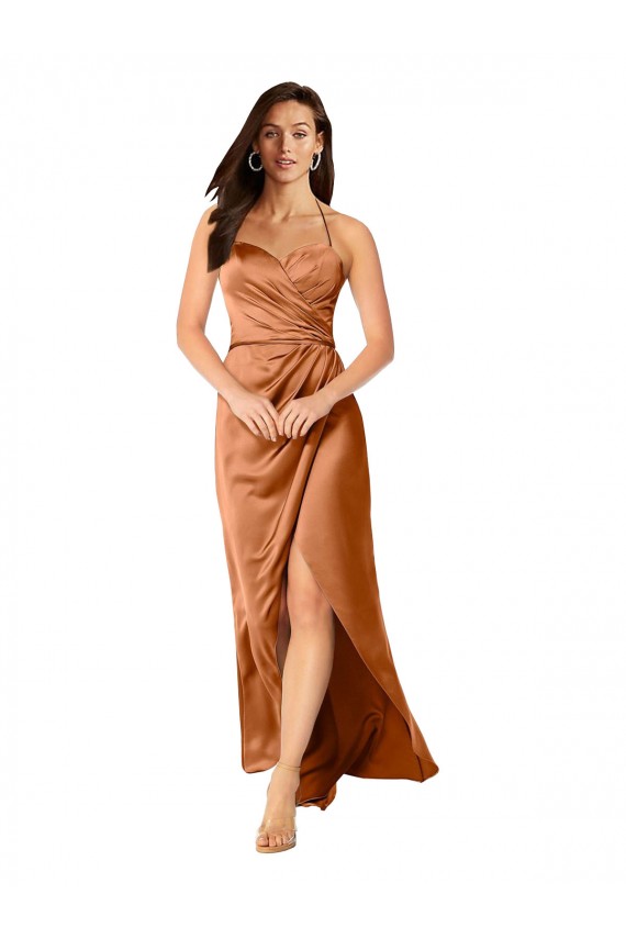Low Back Silk like Satin Spaghetti Straps Long Sleeveless High Low Evening Gown / Prom Dress / Bridesmaid Dress Southampton