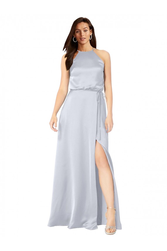 Open Back Silk like Satin Halter Neck Long Sleeveless Formal Evening Gown / Bridesmaid Dress Southampton