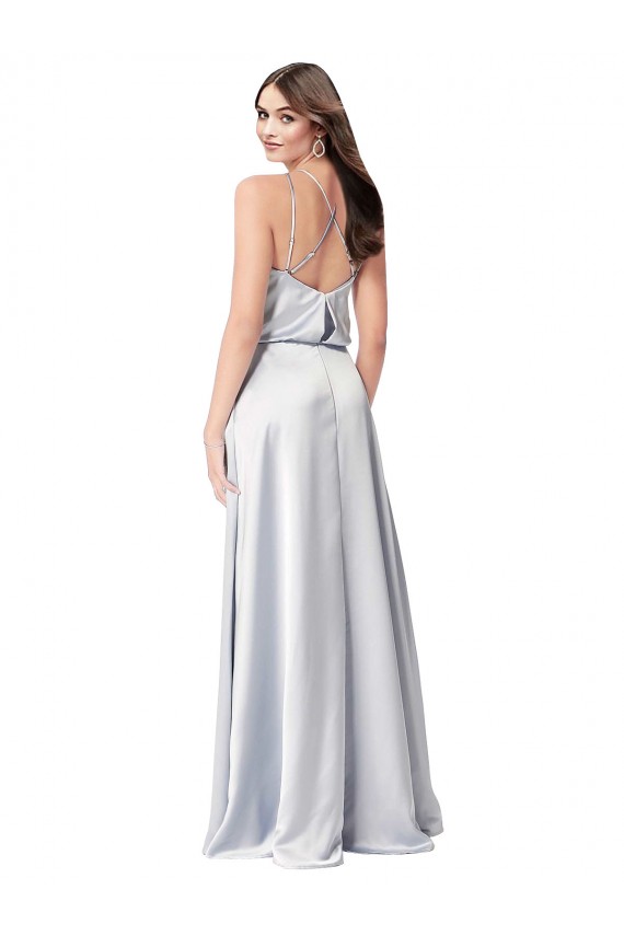 Open Back Silk like Satin Halter Neck Long Sleeveless Formal Evening Gown / Bridesmaid Dress Southampton