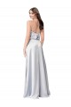 Open Back Silk like Satin Halter Neck Long Sleeveless Formal Evening Gown / Bridesmaid Dress Southampton