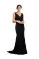 Low Back Silk like Satin V-Neck Sweep Train Sleeveless Formal Evening Gown / Prom Dress / Bridesmaid Dress Southampton