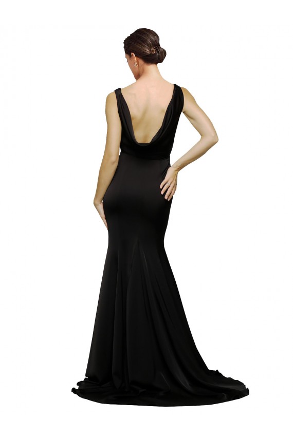 Low Back Silk like Satin V-Neck Sweep Train Sleeveless Formal Evening Gown / Prom Dress / Bridesmaid Dress Southampton