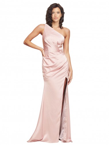 Low Back Silk like Satin One Shoulder Long Sleeveless Formal Evening Gown / Prom Dress / Bridesmaid Dress Southampton