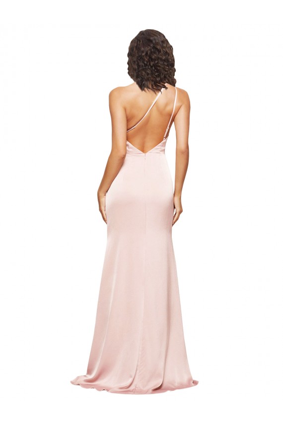 Low Back Silk like Satin One Shoulder Long Sleeveless Formal Evening Gown / Prom Dress / Bridesmaid Dress Southampton