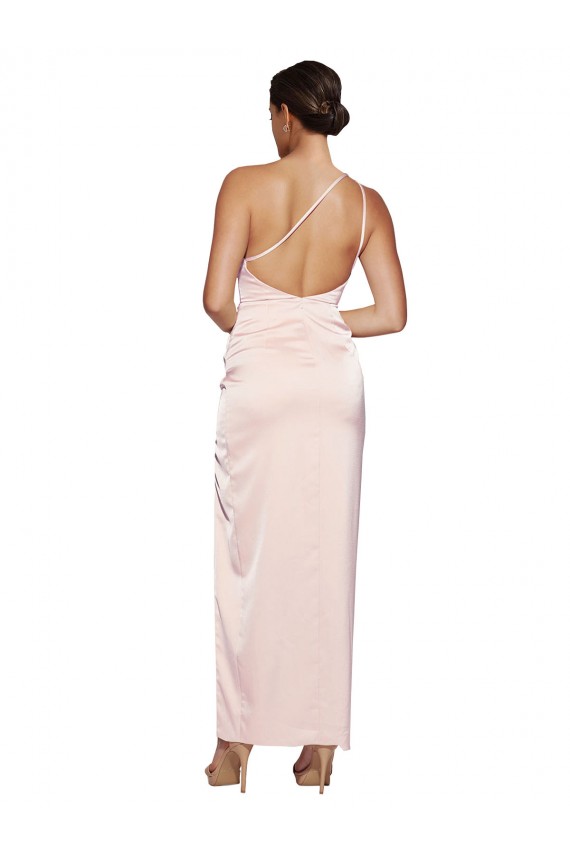 Low Back Silk like Satin One Shoulder Long Sleeveless Semi Formal Evening Dress / Prom Dress / Bridesmaid Dress Southampton