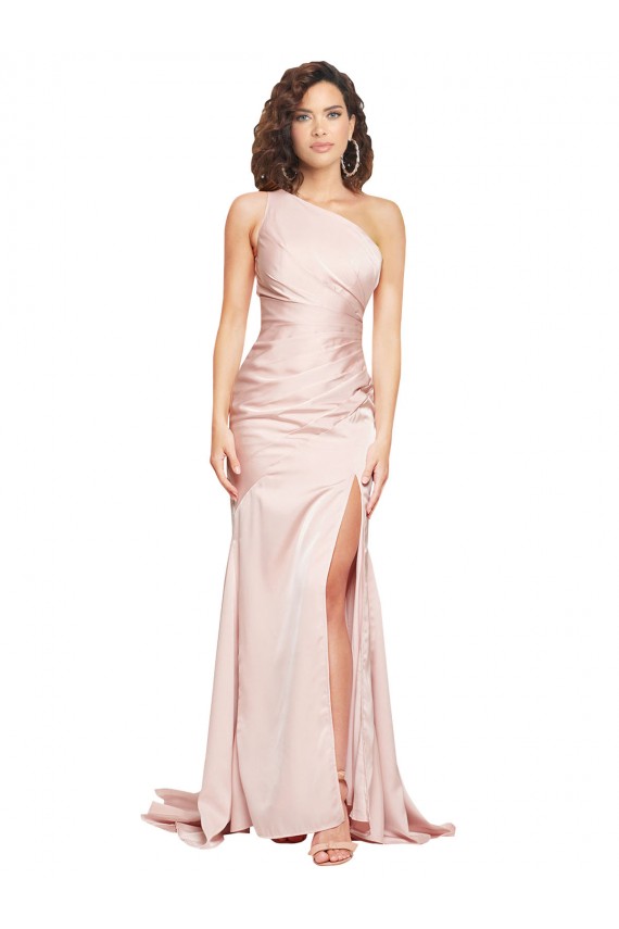 Silk like Satin One Shoulder Long Sleeveless Black Tie Evening Dress / Prom Dress / Bridesmaid Dress Southampton