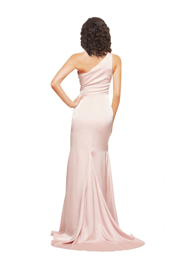 Silk like Satin One Shoulder Long Sleeveless Black Tie Evening Dress / Prom Dress / Bridesmaid Dress Southampton