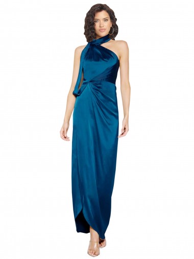 Silk like Satin Halter Neck Long Sleeveless Formal Evening Gown / Prom Dress / Bridesmaid Dress Southampton