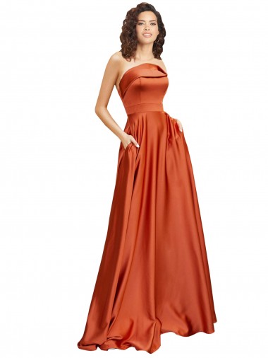 Low Back Silk like Satin Round Neck Sweep Train Sleeveless Formal Evening Gown / Prom Dress / Bridesmaid Dress Southampton