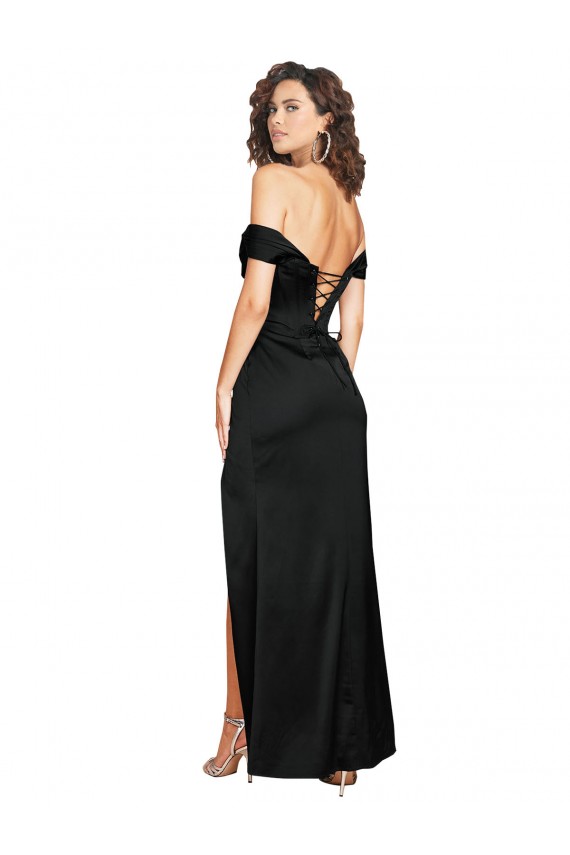 Low Back Silk like Satin Sweetheart Long Sleeveless Black Tie Evening Gown / Prom Dress / Bridesmaid Dress Southampton