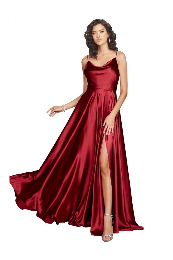Low Back Silk like Satin Spaghetti Straps Long Sleeveless Black Tie Evening Dress / Prom Dress / Bridesmaid Dress Southampton