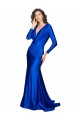 V-Back Silk like Satin V-Neck Long Long Sleeves Formal Evening Gown / Prom Dress / Bridesmaid Dress Southampton