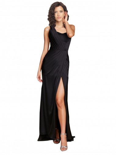 Silk like Satin One Shoulder Long Sleeveless Evening Dress / Bridesmaid Dress Southampton