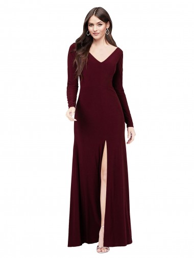 V-Back Spandex V-Neck Long Long Sleeves Prom Dress / Bridesmaid Dress Southampton