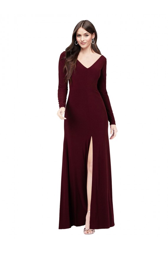 V-Back Spandex V-Neck Long Long Sleeves Prom Dress / Bridesmaid Dress Southampton