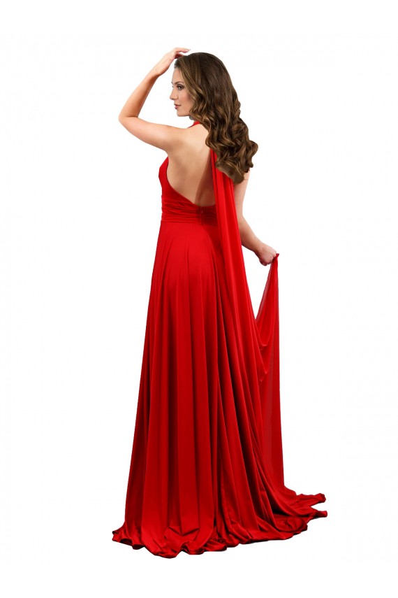 Open Back Red Spandex Halter Neck Long Sleeveless Formal Evening Gown / Prom Dress / Bridesmaid Dress Southampton