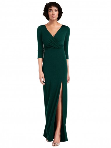 V-Back Spandex V-Neck Long Long Sleeves Formal Evening Gown / Prom Dress / Bridesmaid Dress Southampton