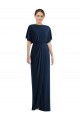 Open Back Spandex Bateau Neck Short Sleeves Long Semi Formal Evening Dress / Prom Dress / Bridesmaid Dress Southampton