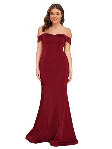 Spandex Off the Shoulder Long Sleeveless Formal Plus Size Evening Gown / Prom Dress / Bridesmaid Dress Southampton