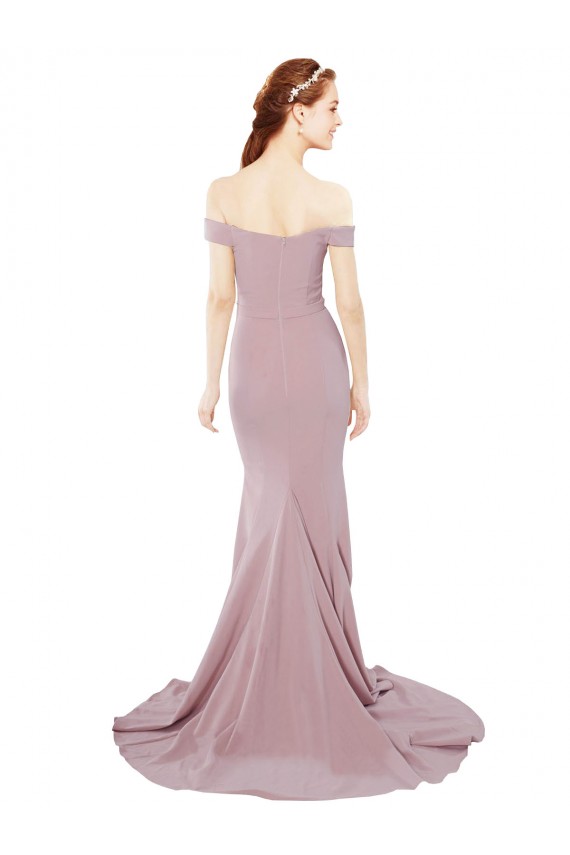 Stretch Crepe Off the Shoulder Sweep Train Sleeveless Bridesmaid Dress / Evening Dress Southampton