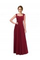 Burgundy Stretch Crepe Square Neck Long Sleeveless Prom Dress / Bridesmaid Dress Southampton