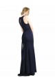 Keyhole Back Stretch Crepe Scoop Neck Long Sleeveless Black Tie Prom Dress / Bridesmaid Dress Southampton