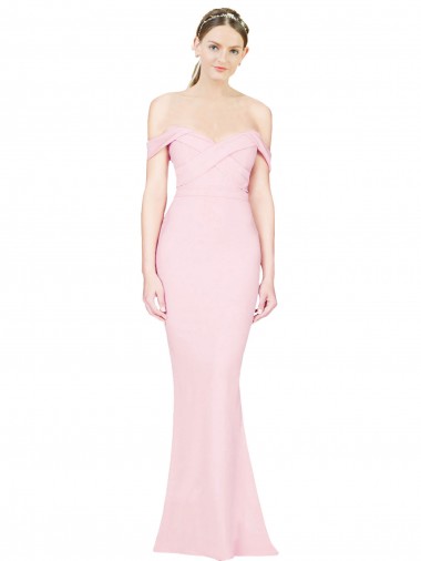 Low Back Pink Stretch Crepe Strapless Long Sleeveless Formal Evening Gown / Prom Dress / Bridesmaid Dress Southampton