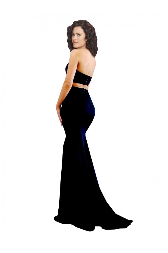 Low Back Stretch Crepe High Neck Long Sleeveless Formal Evening Gown / Prom Dress / Bridesmaid Dress Southampton