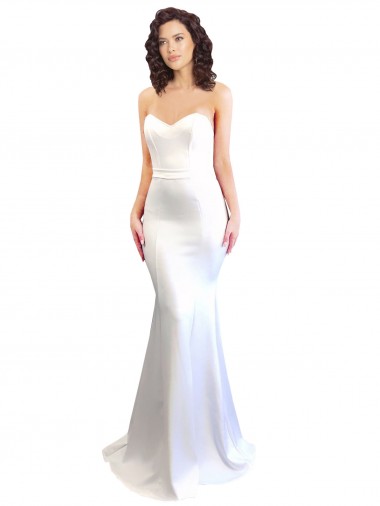 Low Back White Stretch Crepe Sweetheart Long Sleeveless Formal Evening Gown / Prom Dress / Bridesmaid Dress Southampton