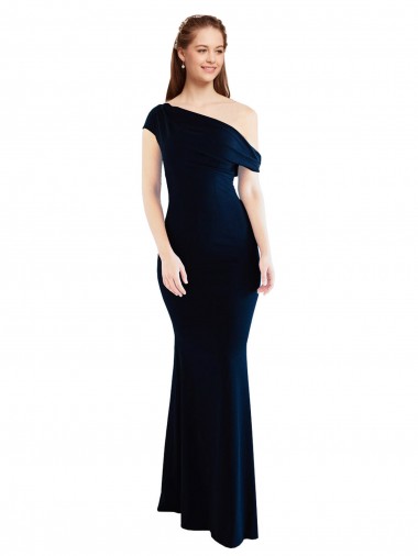 Mermaid Stretch Crepe One Shoulder Long Sleeveless Formal Evening Gown / Prom Dress / Bridesmaid Dress Southampton