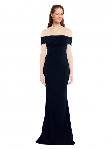 Keyhole Back Stretch Crepe Off the Shoulder Long Sleeveless Formal Dress / Bridesmaid Dress Southampton