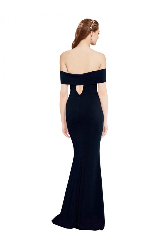 Keyhole Back Stretch Crepe Off the Shoulder Long Sleeveless Formal Dress / Bridesmaid Dress Southampton