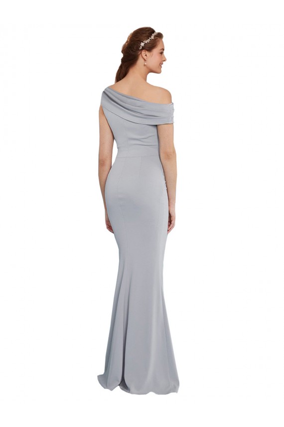 Grey Stretch Crepe One Shoulder Long Sleeveless Formal Dress / Bridesmaid Dress Southampton