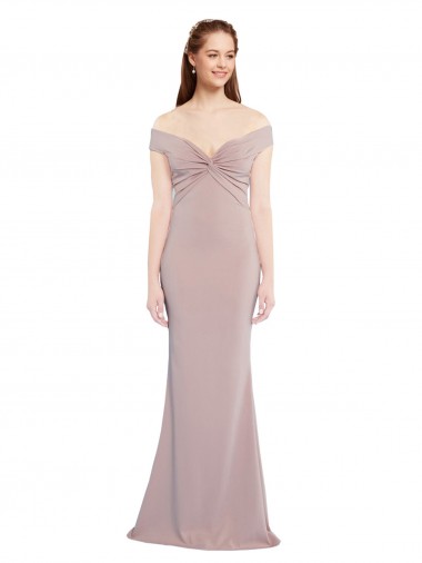 Keyhole Back Stretch Crepe Off the Shoulder Long Sleeveless Formal Evening Gown / Prom Dress / Bridesmaid Dress Southampton