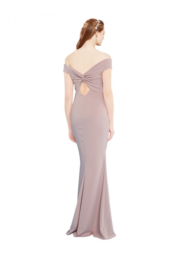 Keyhole Back Stretch Crepe Off the Shoulder Long Sleeveless Formal Evening Gown / Prom Dress / Bridesmaid Dress Southampton