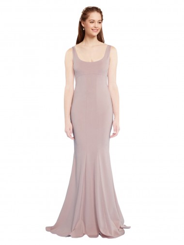 Stretch Crepe Scoop Neck Long Cap Sleeves Formal Evening Gown / Prom Dress / Bridesmaid Dress Southampton