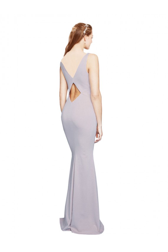 Keyhole Back Stretch Crepe V-Neck Long Sleeveless Formal Evening Gown / Prom Dress / Bridesmaid Dress Southampton