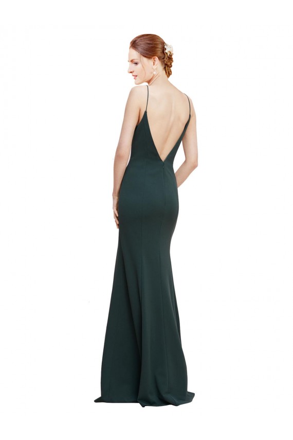 V-Back Pink Stretch Crepe V-Neck Long Sleeveless Formal Dress / Bridesmaid Dress Southampton